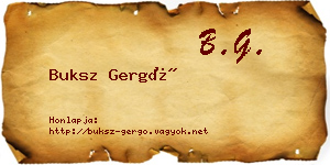 Buksz Gergő névjegykártya